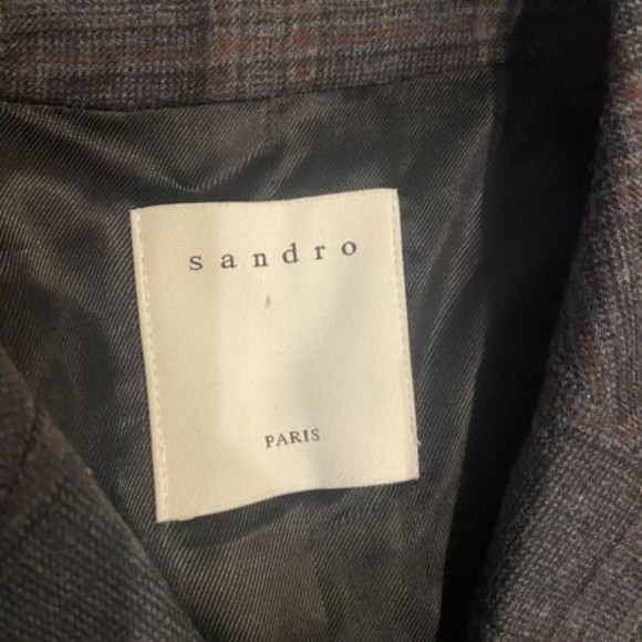 SANDRO Paris Oscar Plaid Double Breasted Blazer Jacket Size 38 Wool Blend $520.0 - Picture 10 of 16